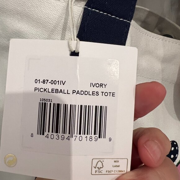 SHIRALEAH Canvas Embroidered Pickleball Paddles Large Tote Bag - Picture 3 of 10